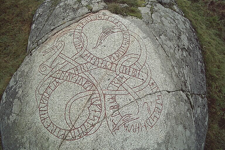 Runes written on berghäll, granit. Date: V